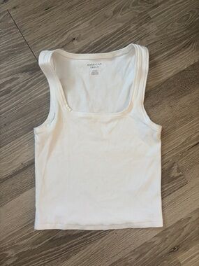 American Eagle Outfitters White Ribbed Square Neck Tank